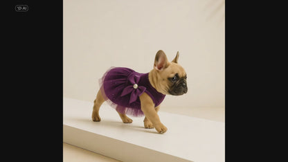 MYDOGGIEFOOD Luxury Velvet Dog Dress | Elegant Princess Outfit with Glitter Tulle & Satin Bow | Premium Gift Box | Perfect for Weddings, Birthdays & Special Occasions