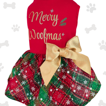  S FITWARM Navidad para perro con frase en inglés “Merry Woofmas”, de 100 % algodón