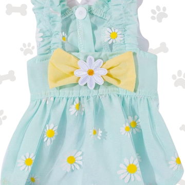 XS HAPPY EVERYDAY Vestido de princesa elegante para perros flores celeste