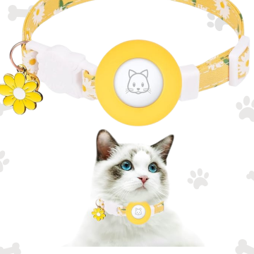 S JXFUKAL Collar de gato Airtag AMARILLO con soporte de silicona para Airtag